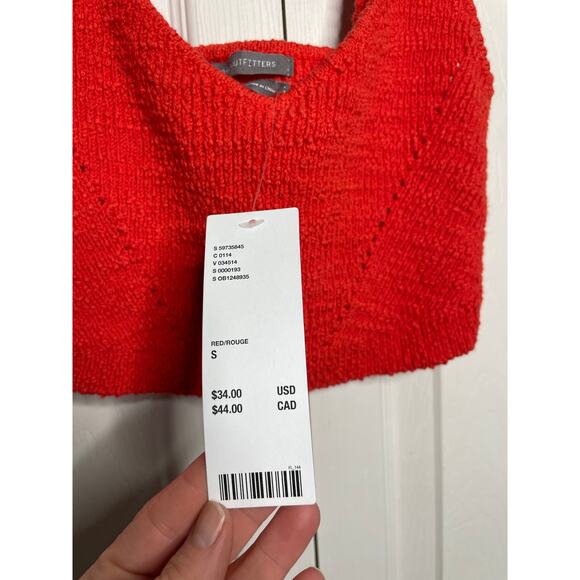 NEW Urban Outfitters Red Orange Knit Crochet Stretchy Crop Top Tank Size Small - Picture 6 of 9